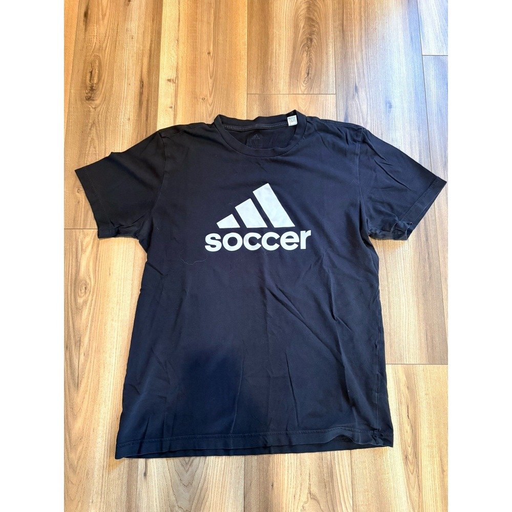 Adidas T-shirt Black Men's Medium Soccer Cotton